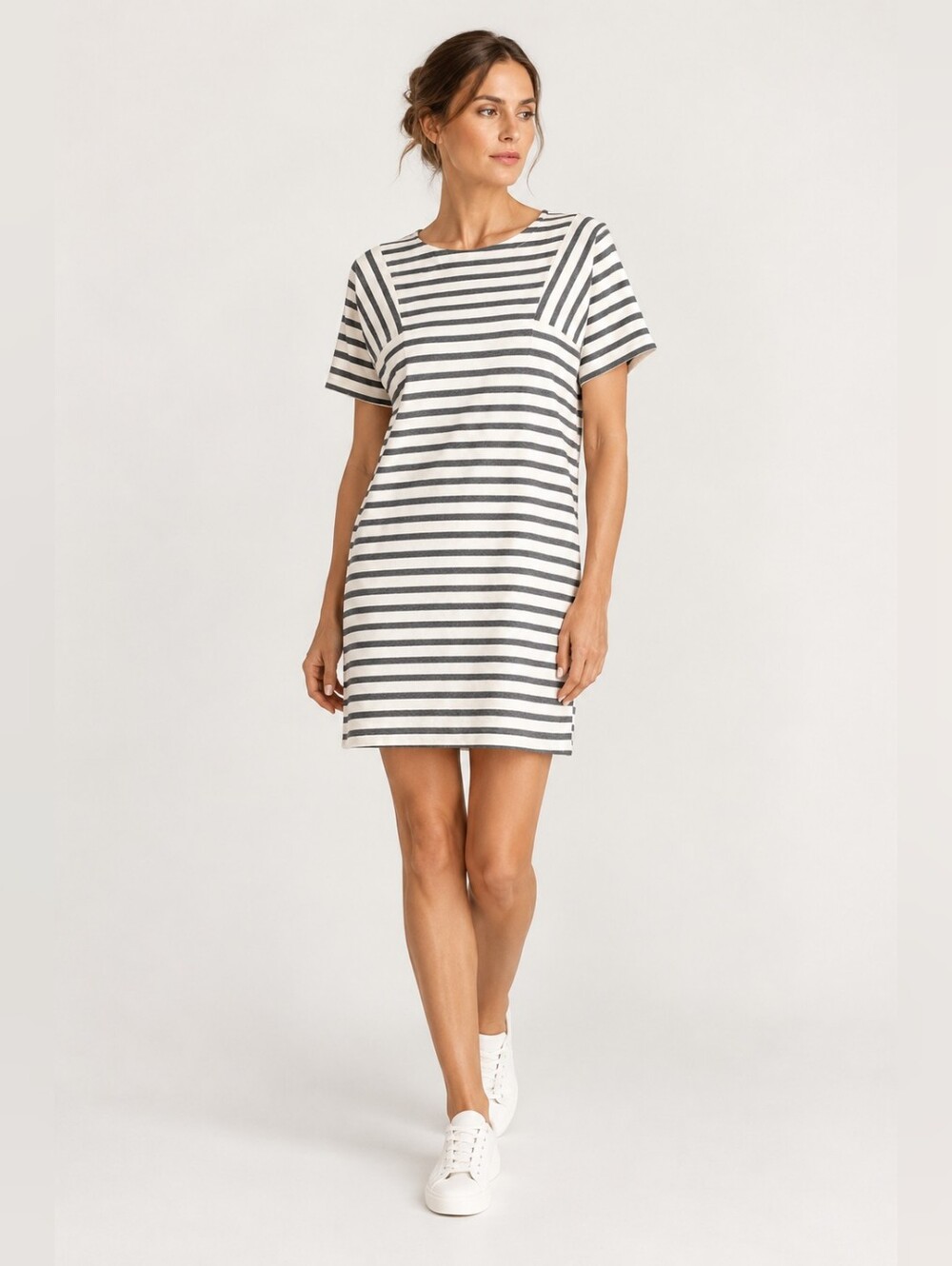 Banana Republic Stripe Cotton Blend Mini Dress Short Sleeve